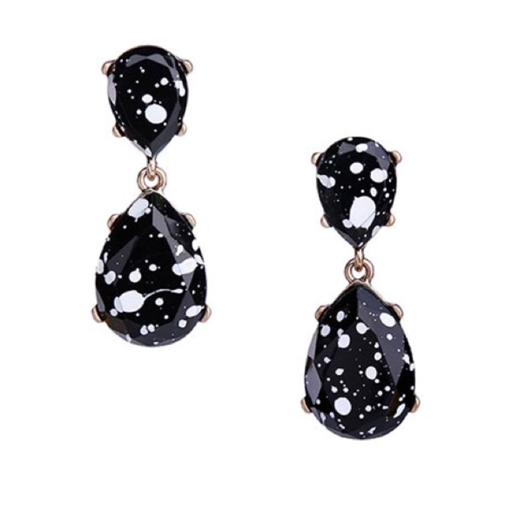 Black White Paint Splatter Earrings